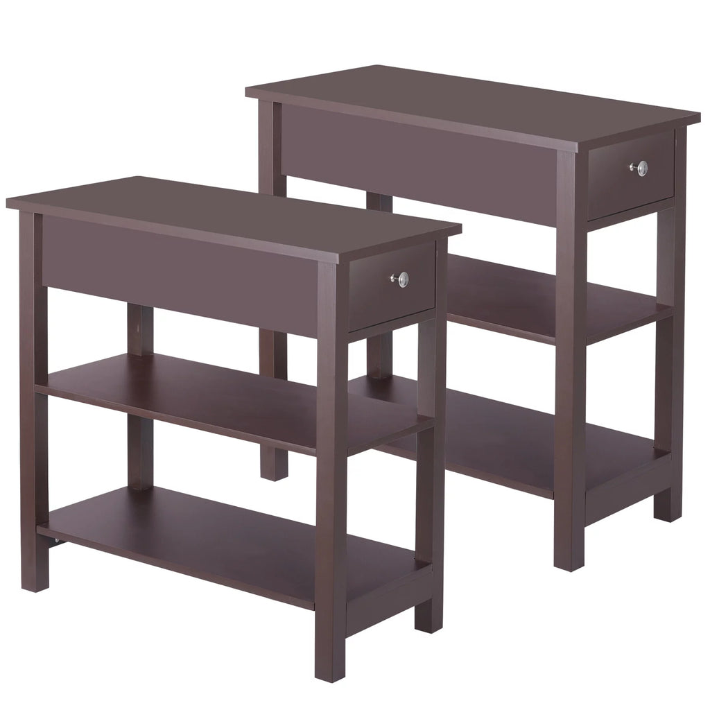 Set of 2 3-Tier Brown Side Table E647060
