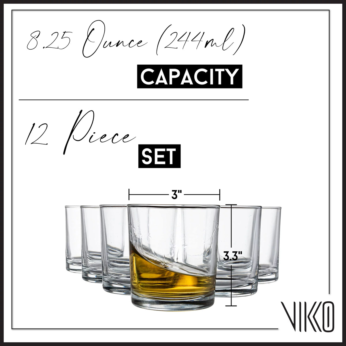 8.25 Ounce Whiskey Glasses Set of 12 L79697