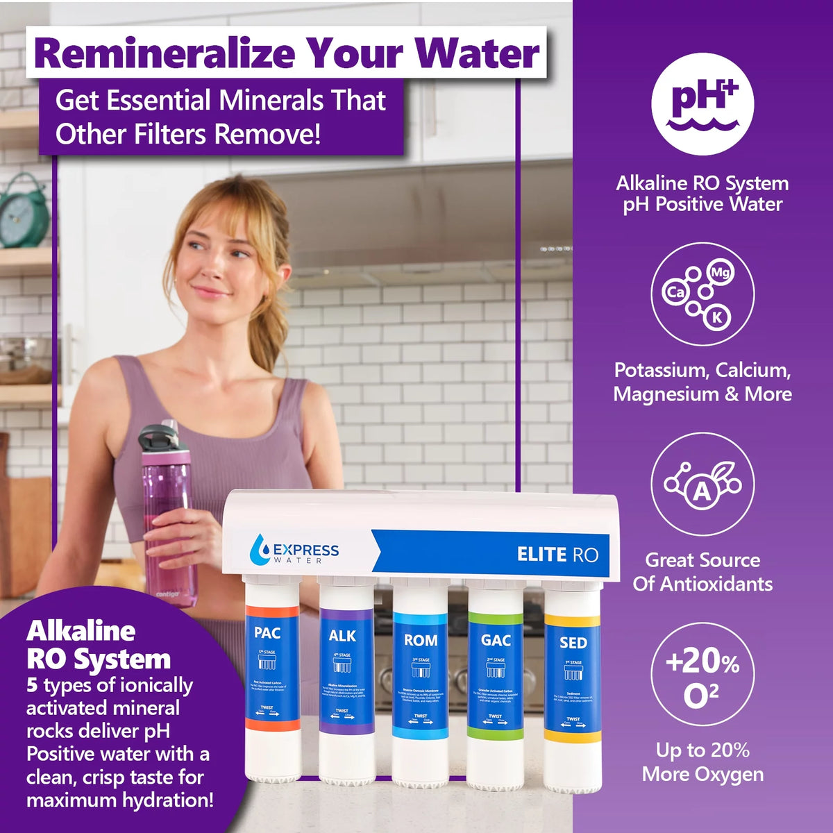 9 Stage Reverse Osmosis Alkaline Water Filtration System G767670