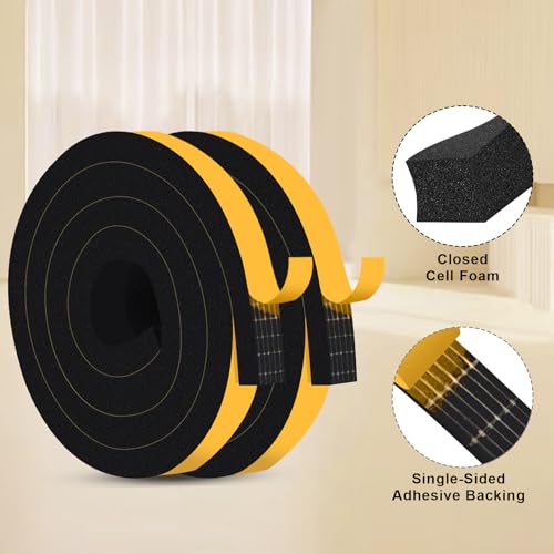 Weather Stripping Door Seal Strip, Strong Adhesive, Lightproof, Noise-Reduction, Weatherproof Foam Tape Insulation R2257
