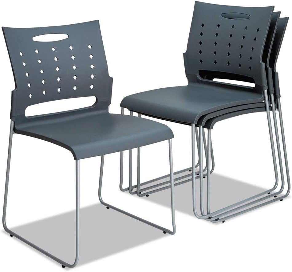 Charcoal Gray Perforated Back Stacking Chairs O8954