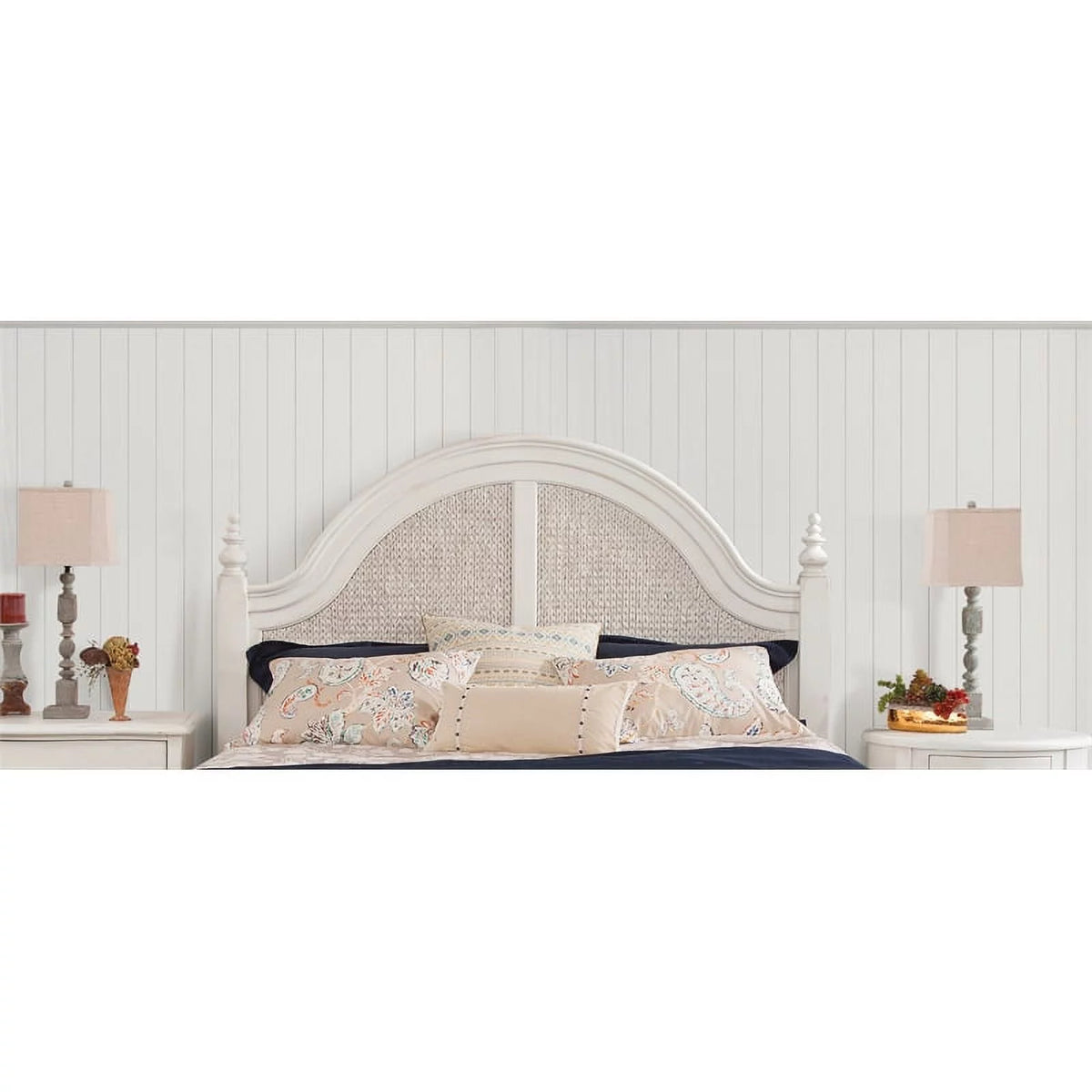 Dove White Queen Woven Wood Headboard V45908