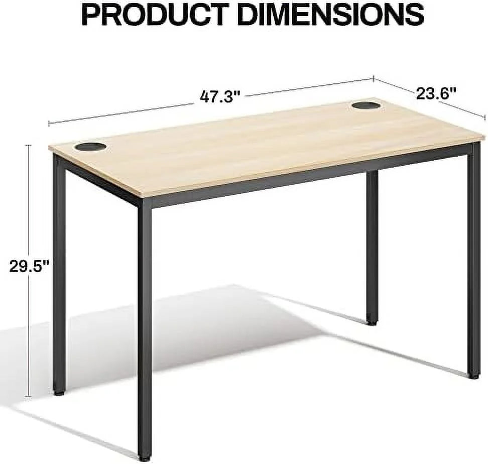 47 inch Teak Computer Desk with Black Metal Frame X574537