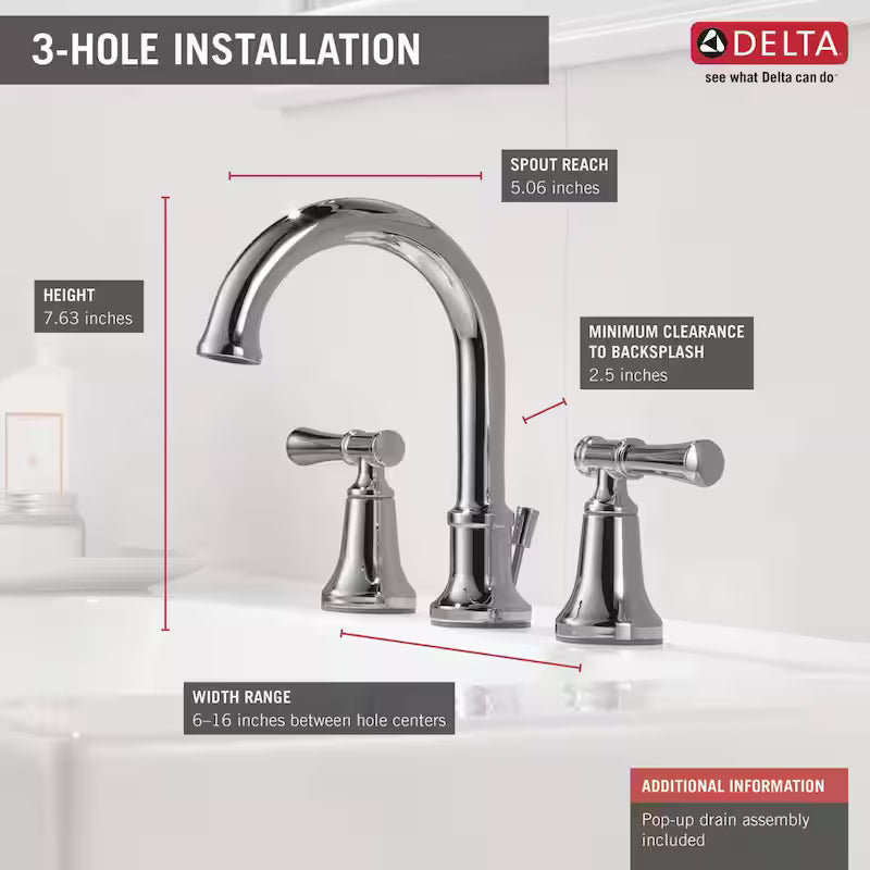 2-Handle Widespread Bathroom Faucet in Chrome Z96215