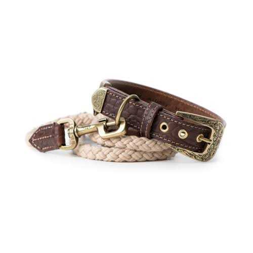 Genuine Embossed Italian Leather Dog Collar B13650