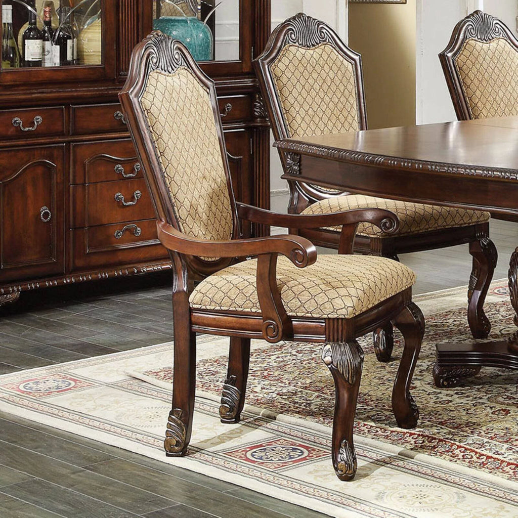 Arm Chair Set-2 Espresso Fabric F8746