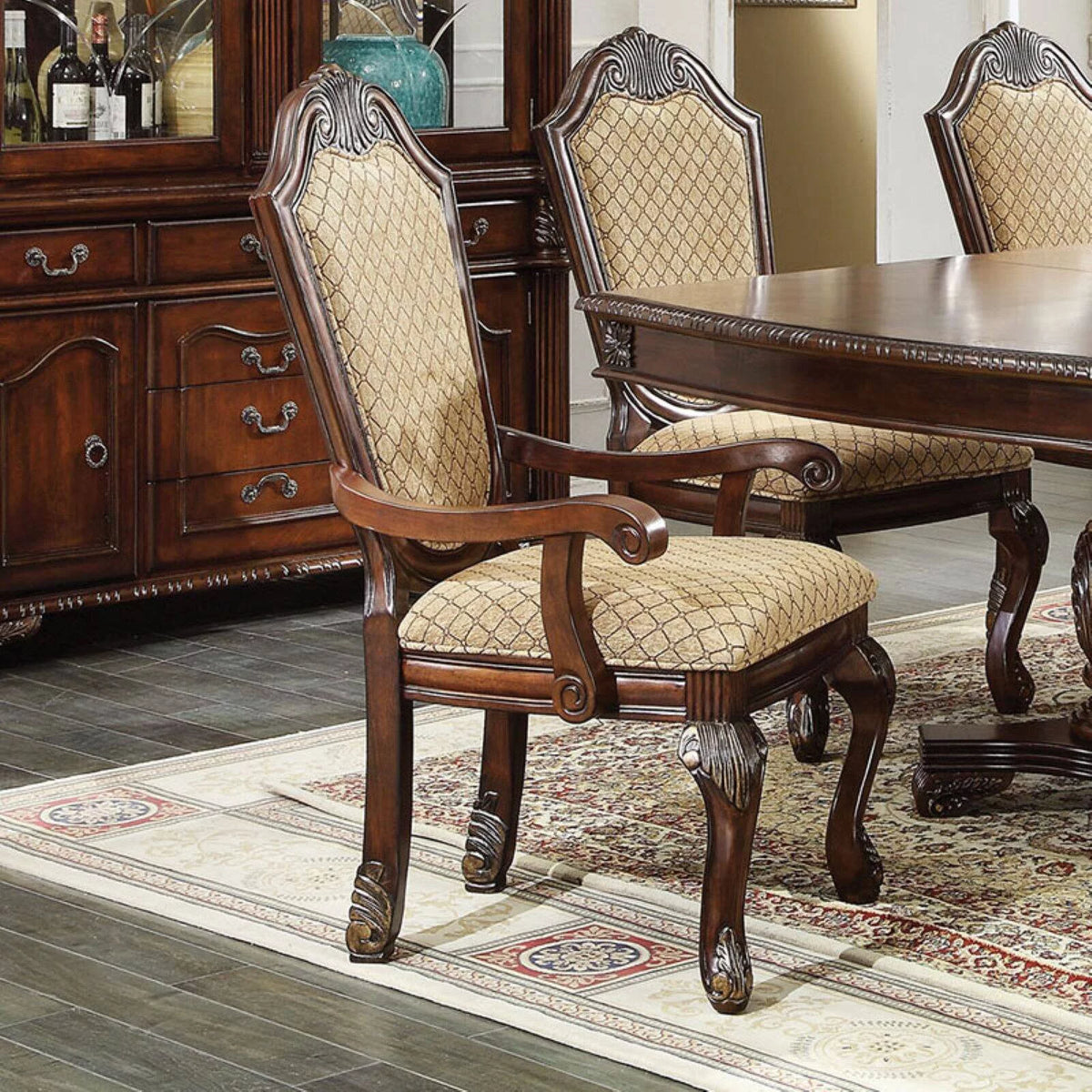 Arm Chair Set-2 Espresso Fabric F8746
