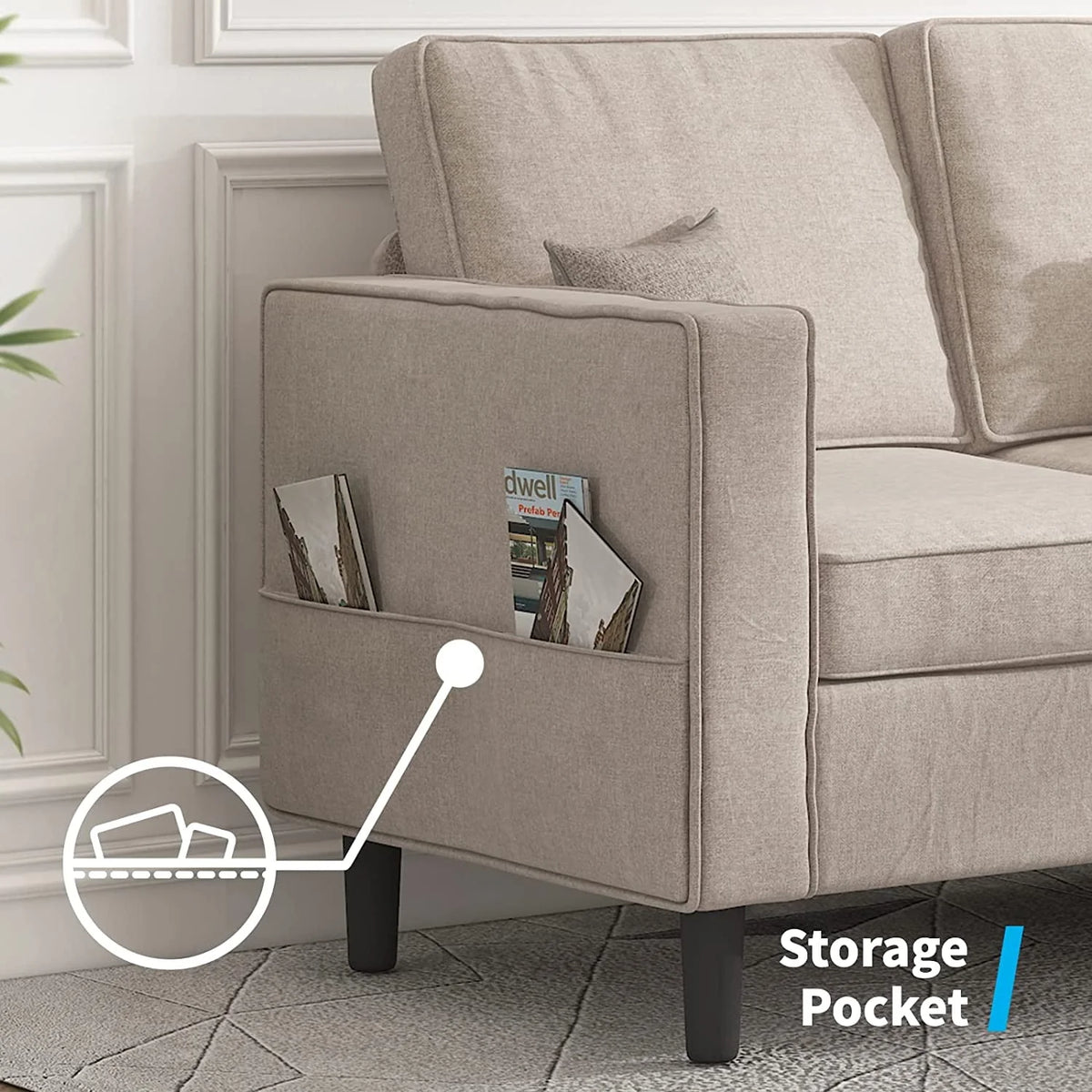 Convertible Sectional Sofa Couch with Storage Ottoman H5345