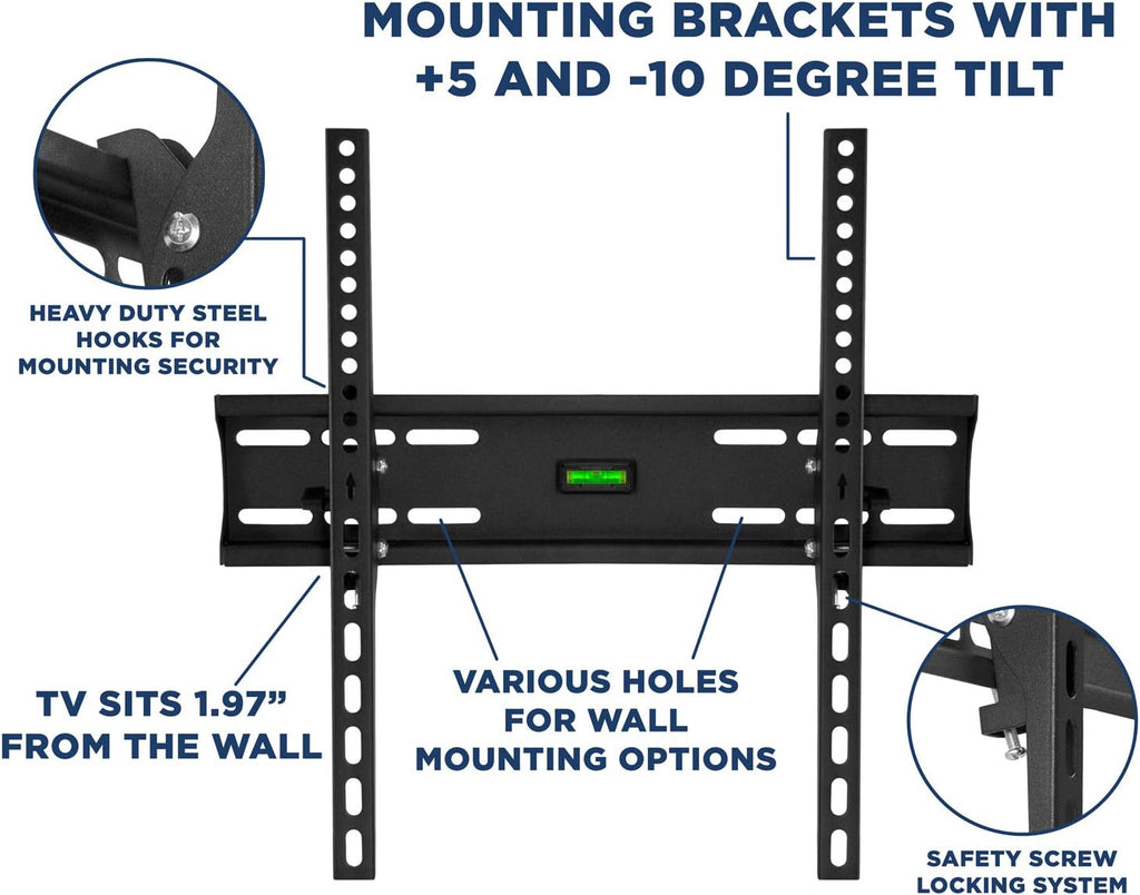 Tilt TV Wall Mount Bracket Up to 32 to 55 Inch Flat Screen TVs 77 Lbs Capacity Pack of 2 O84331