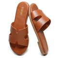 Womens Open Toe Slip on Leather Sandals Q689