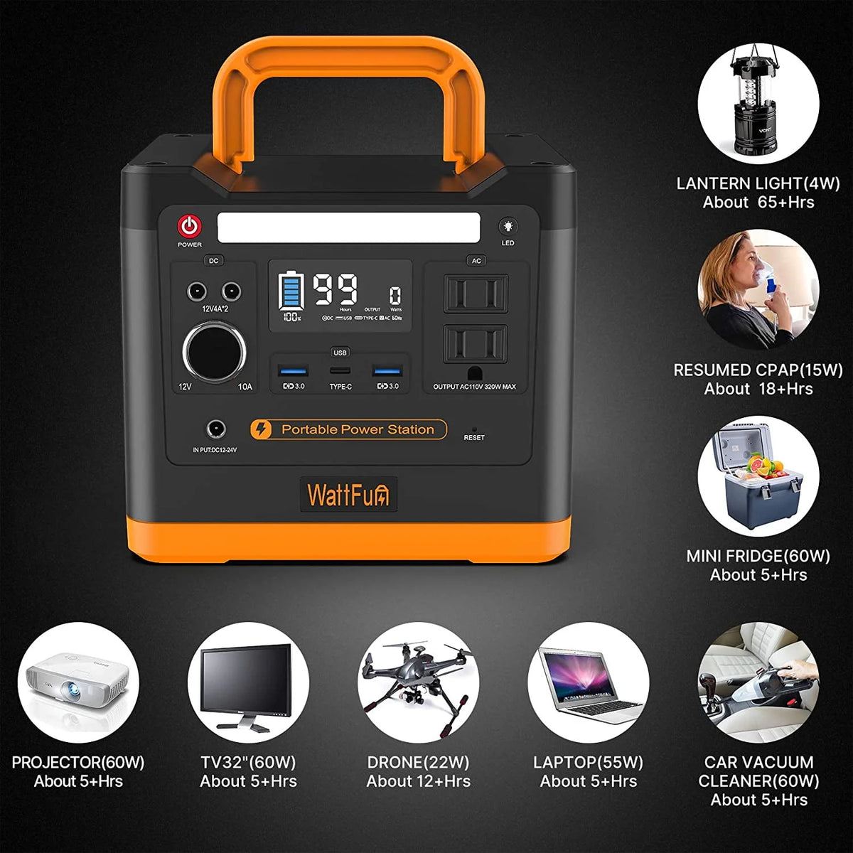 Portable Power Station 96000mAh 298Wh LiFePO4 U99403
