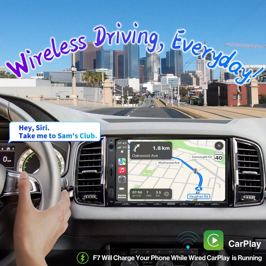 Double Din Car Stereo with Wireless Apple Carplay & Android Auto W50790