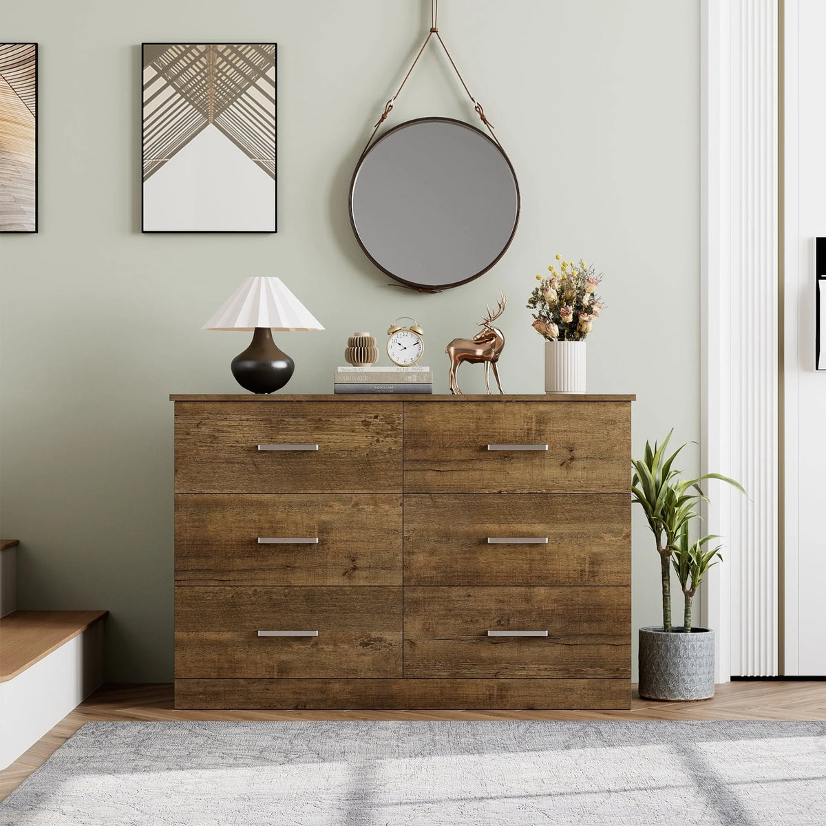 White 6 Drawer Wood Dresser P19680