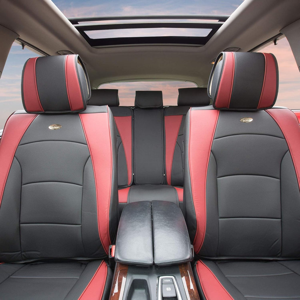 Faux Leather Full Set Car Seat Covers Blue/Black E73075