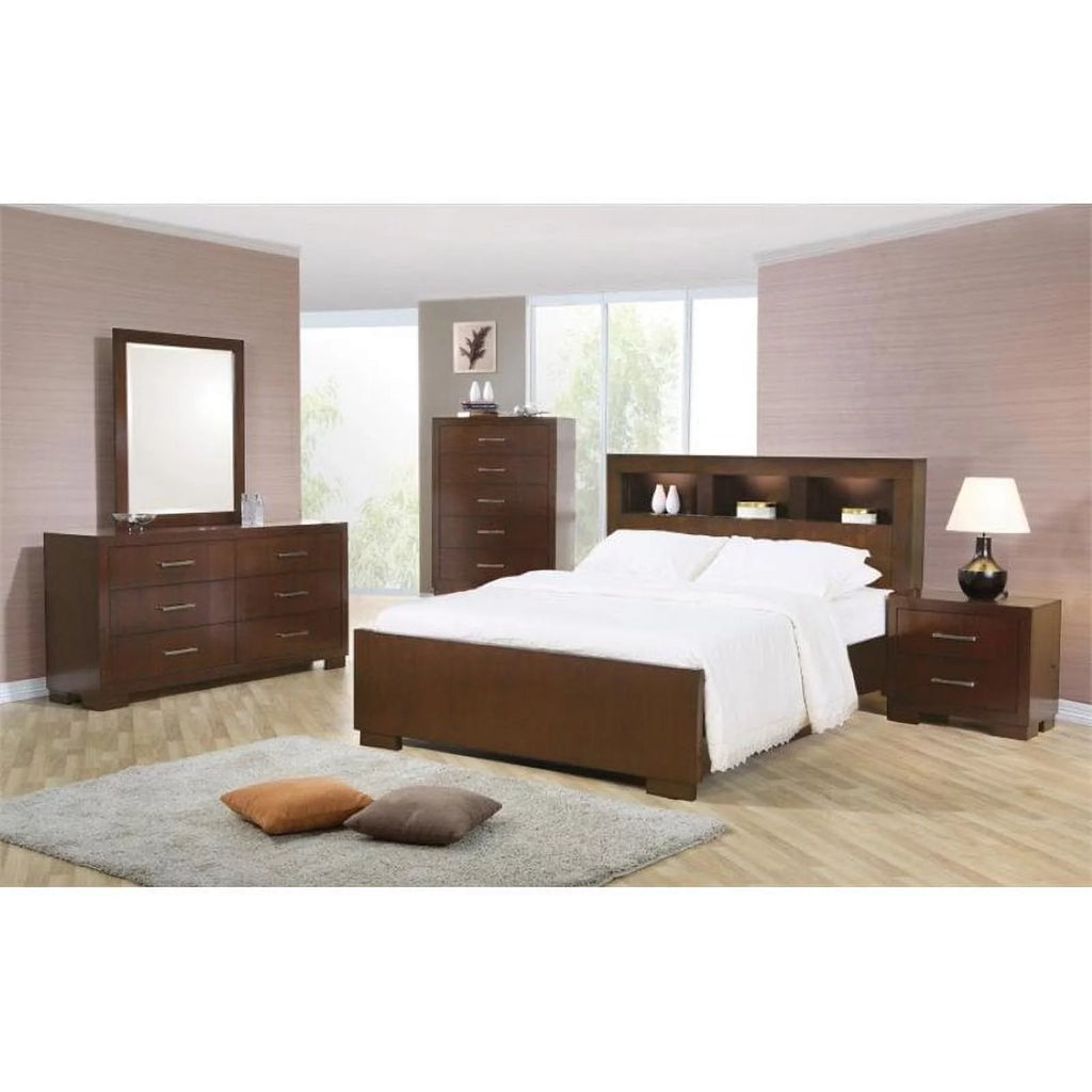 Cappuccino Bedroom Set with Bookcase Headboard Y66367