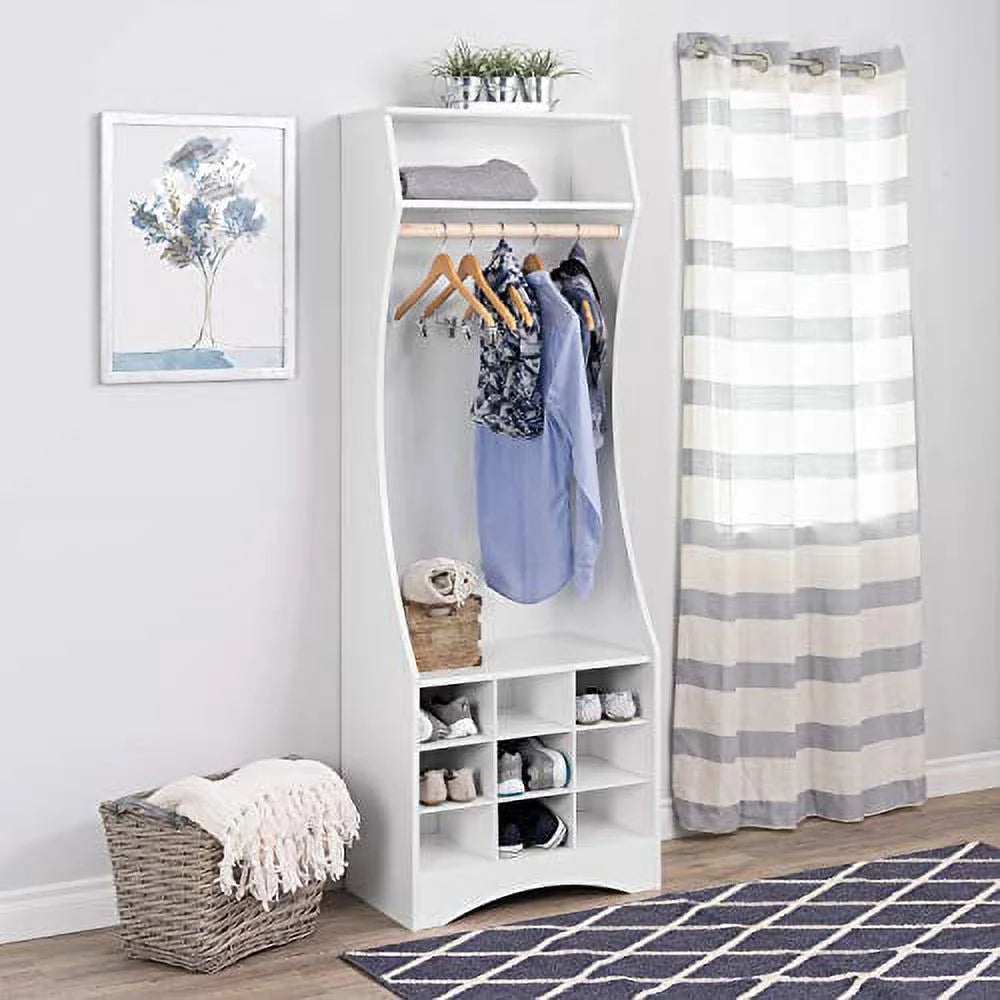 White Compact Wardrobe with Shoe Storage S9931
