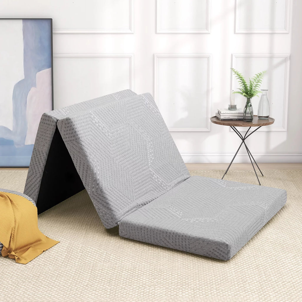 4 inch Tri Fold Memory Foam Mattress with Washable Cover H583593