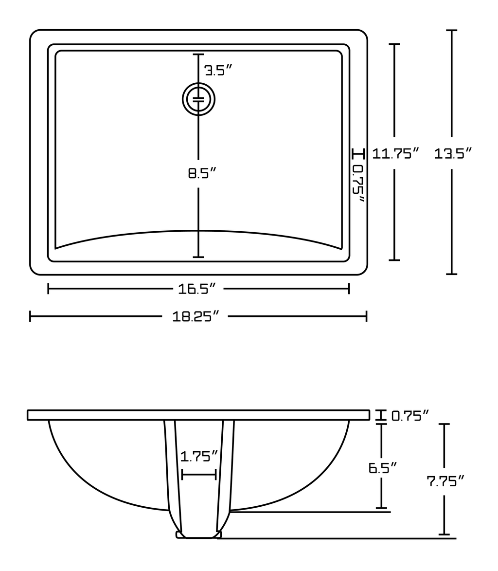 White Rectangle Undermount Sink Set F1141