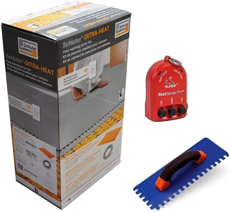 Ditra Heat Kit with WiFi Touchscreen Thermostat, Heating Cable, Heat Sheets, 2 Floor Sensors and Installation Accessories D258