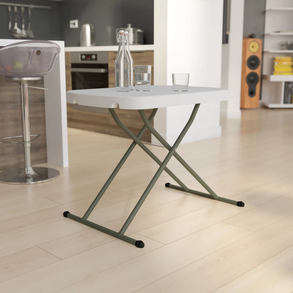 26 Inch Granite White Plastic Folding Table O625944