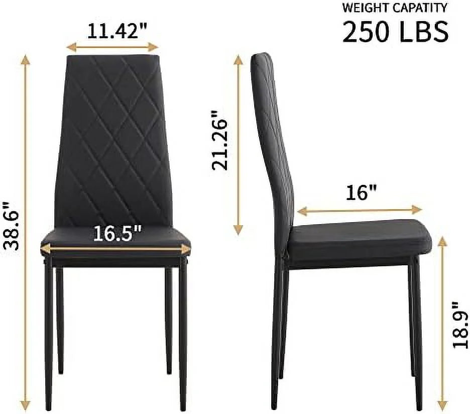 Dining Chairs Set of 6 High Back PU Leather Metal Legs V579