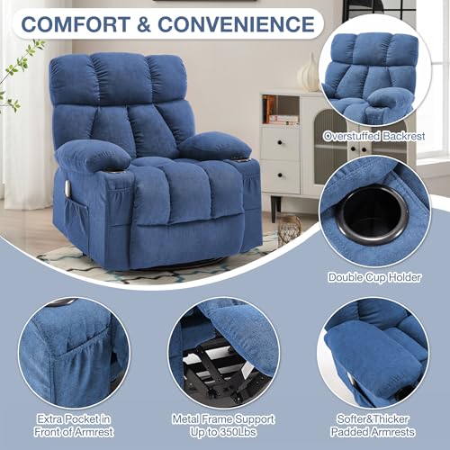 Grey Massage Rocker Recliner Chair with Heat and Vibration U9993