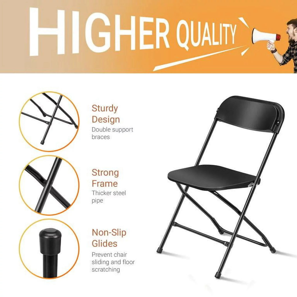 10 Pack Black Plastic Folding Chairs G540085