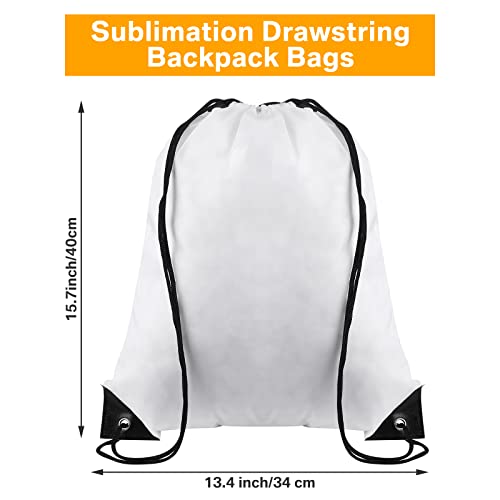 30 Pcs White Polyester Drawstring Bags H92693
