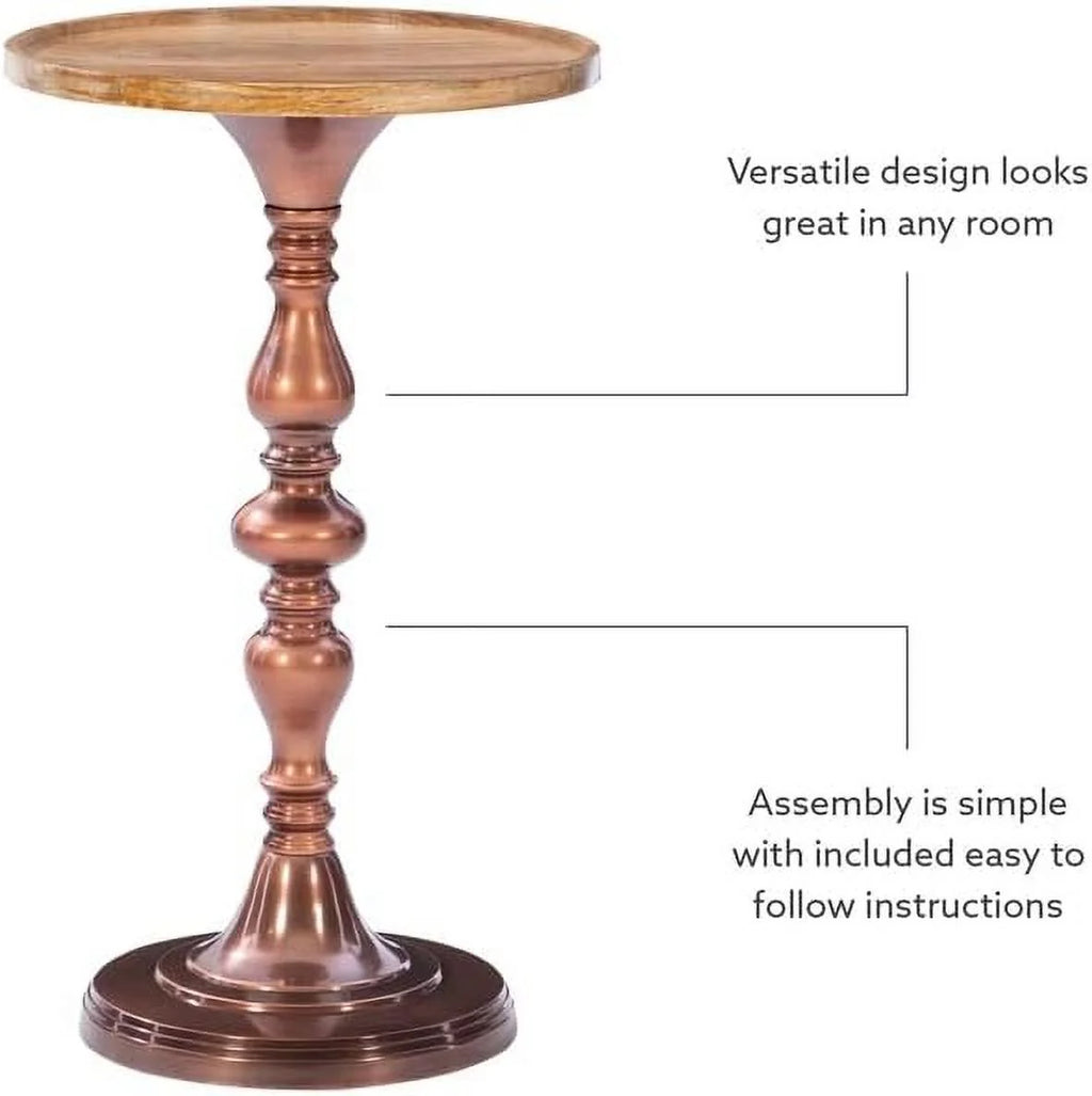 Wood And Aluminum Side Table X8379