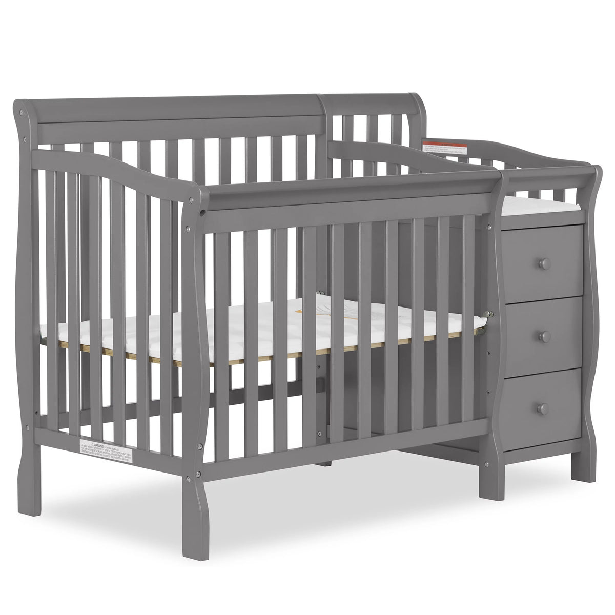 Storm Grey 4-in-1 Convertible Mini Crib and Changer B95615