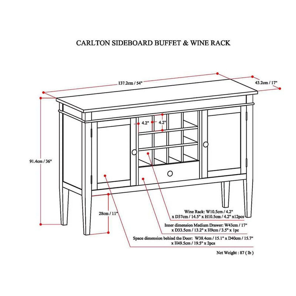 Brown Wood Sideboard Buffet Credenza and Wine Rack V5931