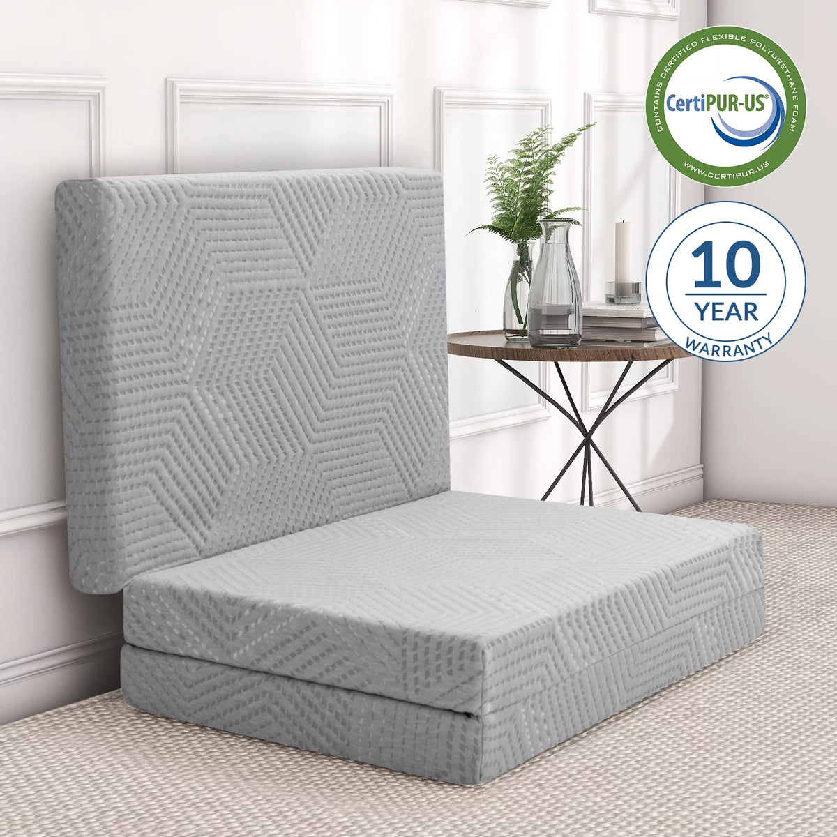 4 inch Tri Fold Memory Foam Mattress with Washable Cover H583593