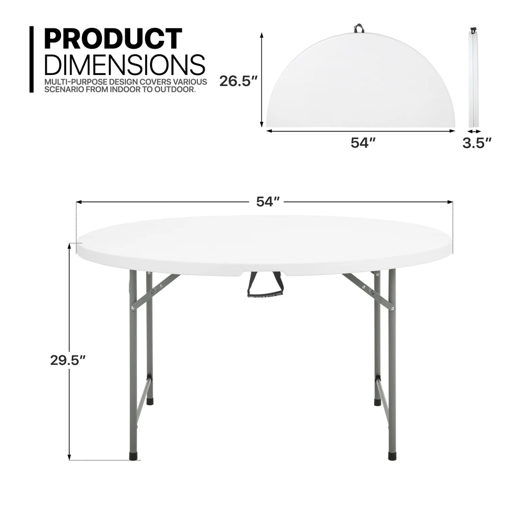 7 Pieces 4.5 FT Folding Round Table and Chair Set White S381