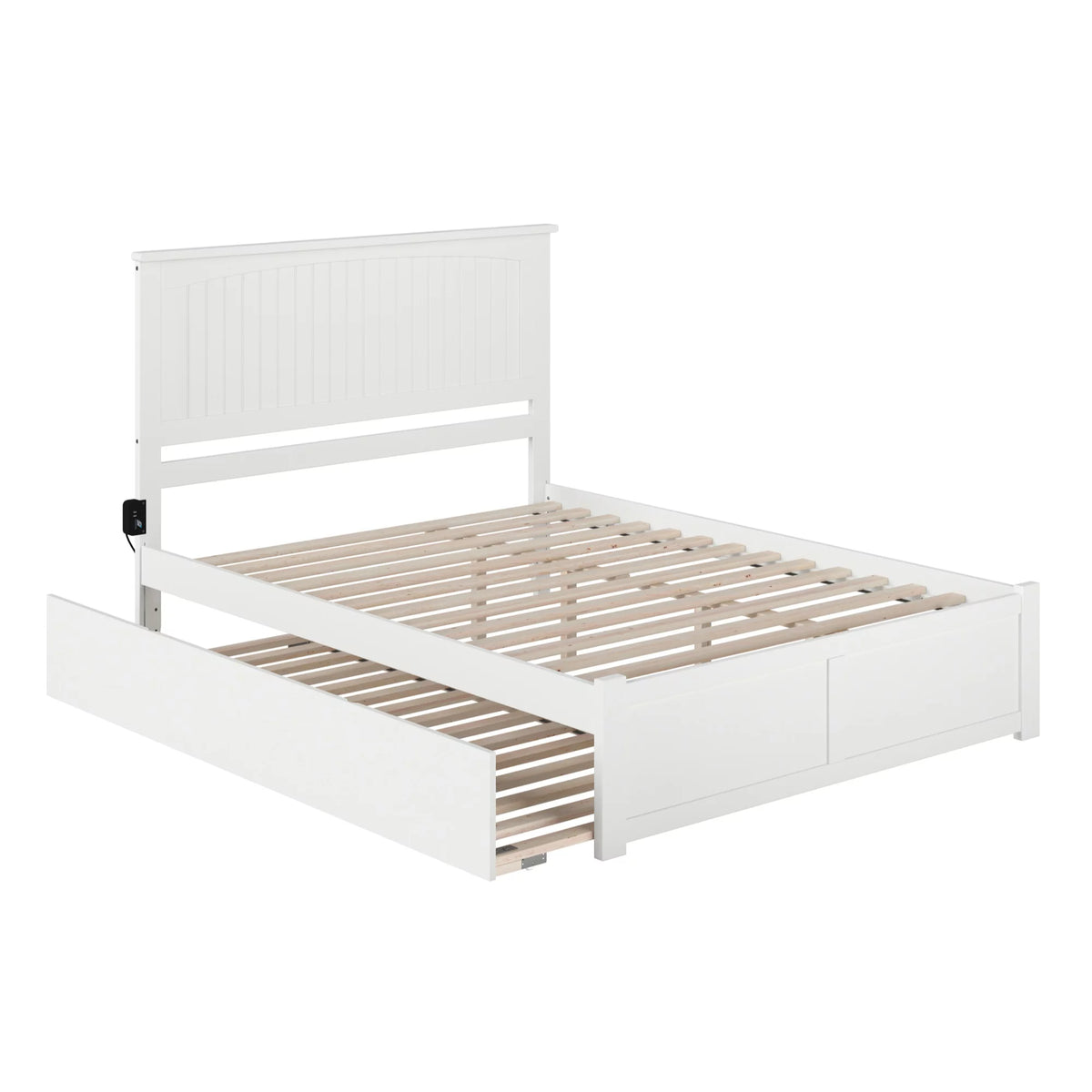 Queen Solid Wood Bed with Twin XL Trundle in White Q925