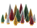 16 Pcs Artificial Mini Christmas Tree with Wood Base S808408