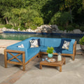 4 Piece Acacia Wood Sectional Sofa and Coffee Table Set O853115