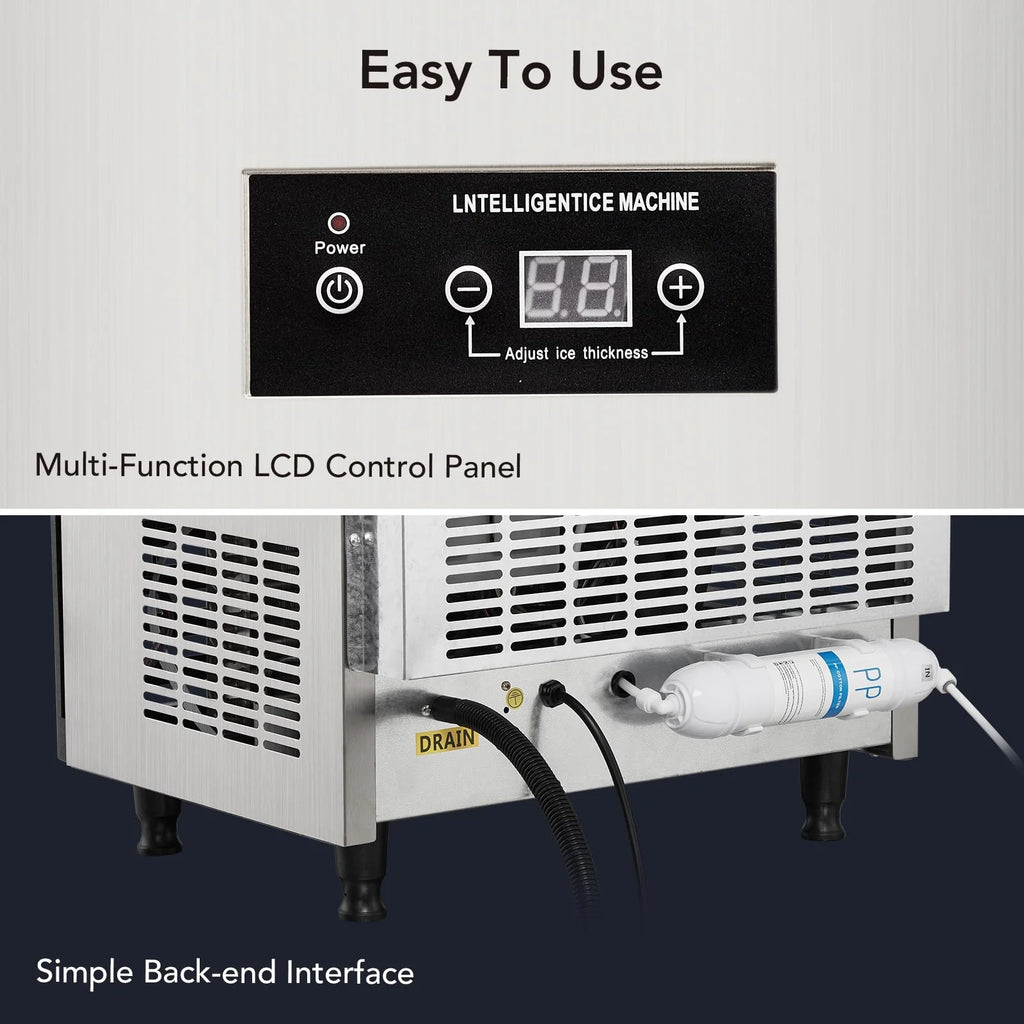 Commercial Stainless Steel Ice Maker Machine with 33lbs Ice Storage T633962