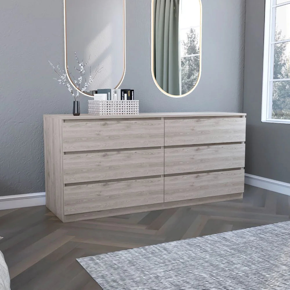 6 Drawer Double Dresser Light Gray S782