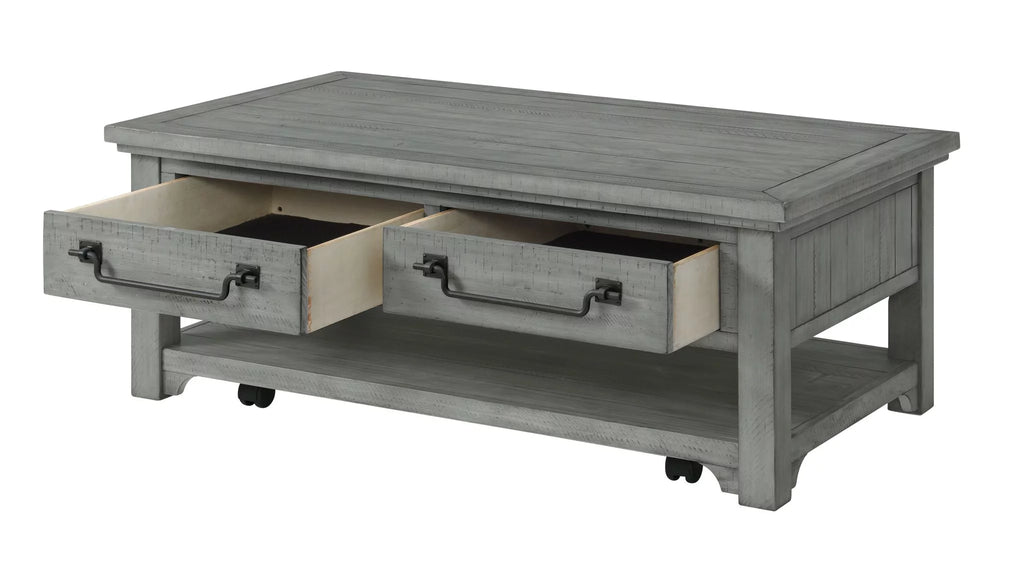 Dove Grey Solid Wood 2-Drawer Coffee Table S93294