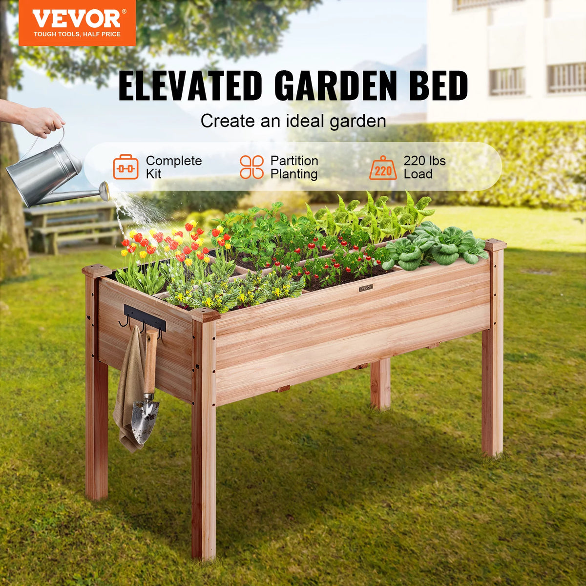 Wooden Raised Garden Bed with Non-Woven Liner F6969