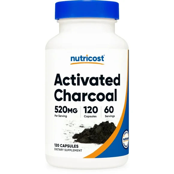 Activated Charcoal 520mg 120 Capsules Non-GMO Gluten Free Supplement Z78115
