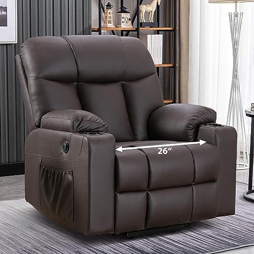 Brown Faux Leather Oversized Power Lift Recliner Chair with Heated and Massage O884