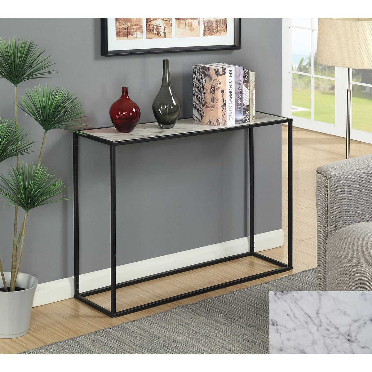 Black Faux Marble Console Table B87877