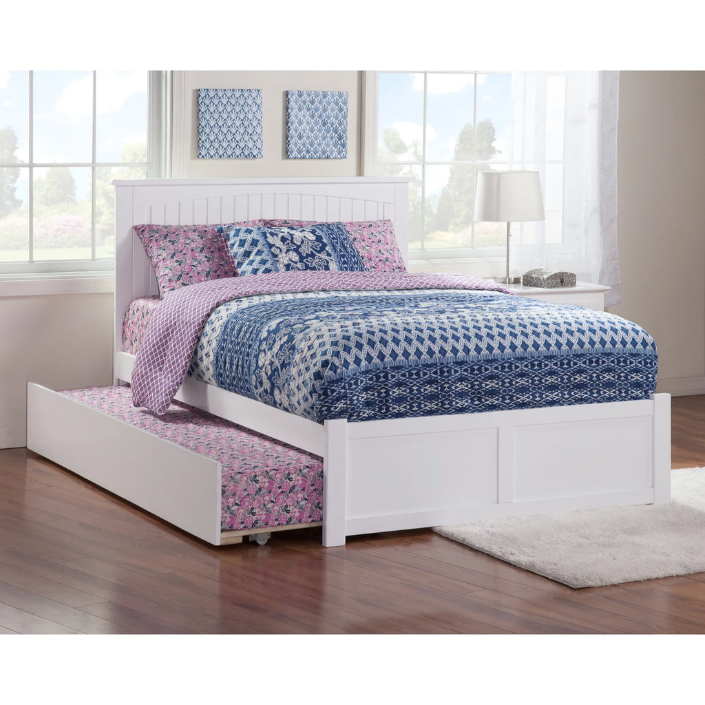 Queen Solid Wood Bed with Twin XL Trundle in White Q925