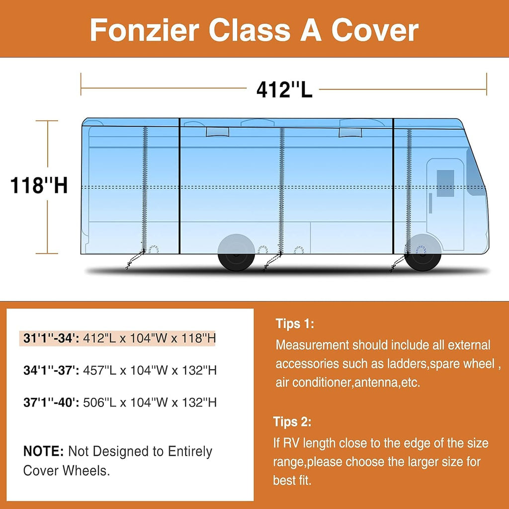 Heavy Duty RV Cover for 31'-34' Motorhome T4758