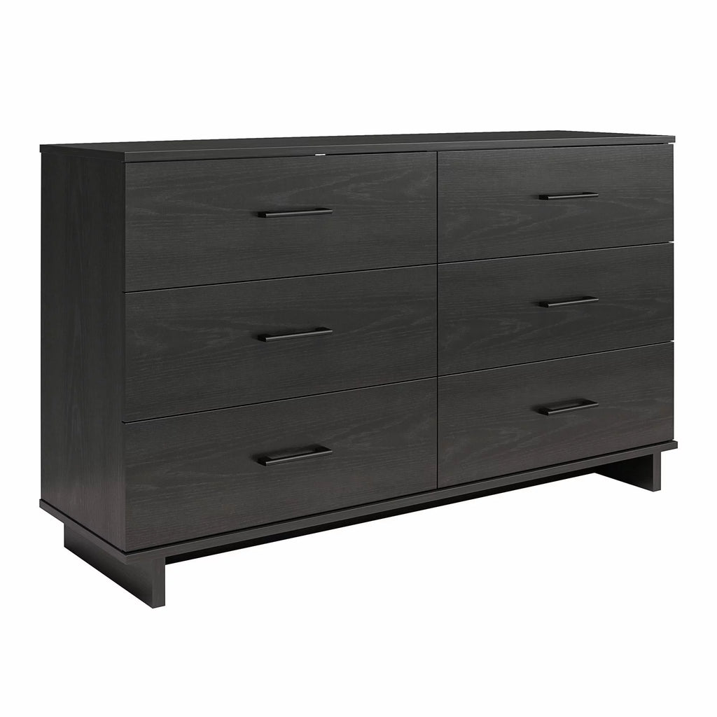 Black Oak 6 Drawer Wide Dresser D289