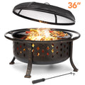 36 inch Wood Burning Fire Pit with Cooking Grill Grate F4861