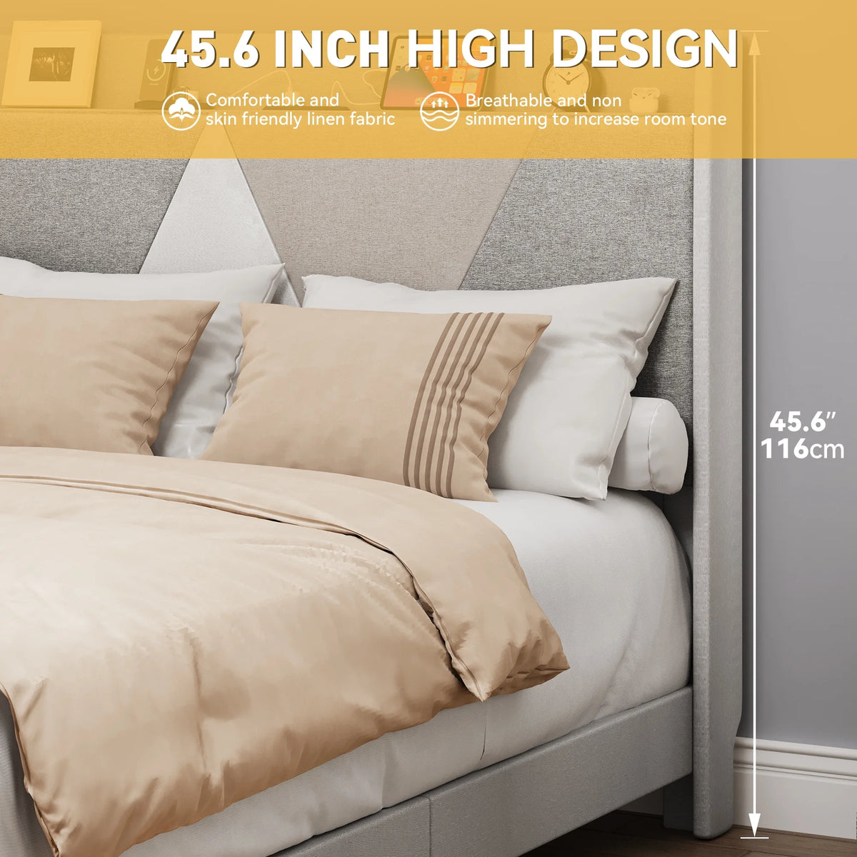 Queen Size Bed Frame with Type-C & USB Ports U279