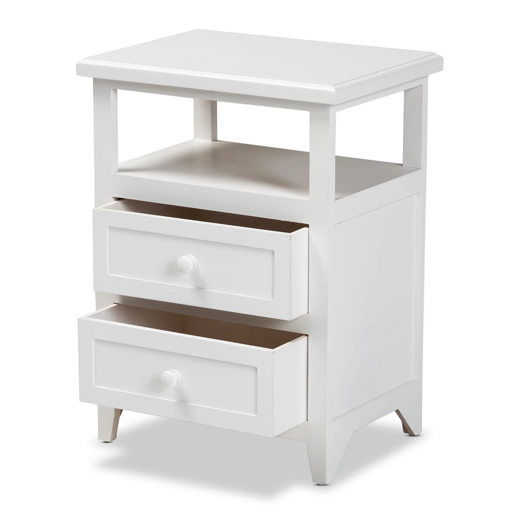 White 2-Drawer Wood Nightstand W756013
