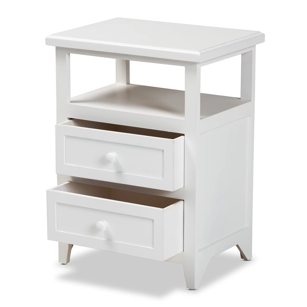White 2-Drawer Wood Nightstand W756013